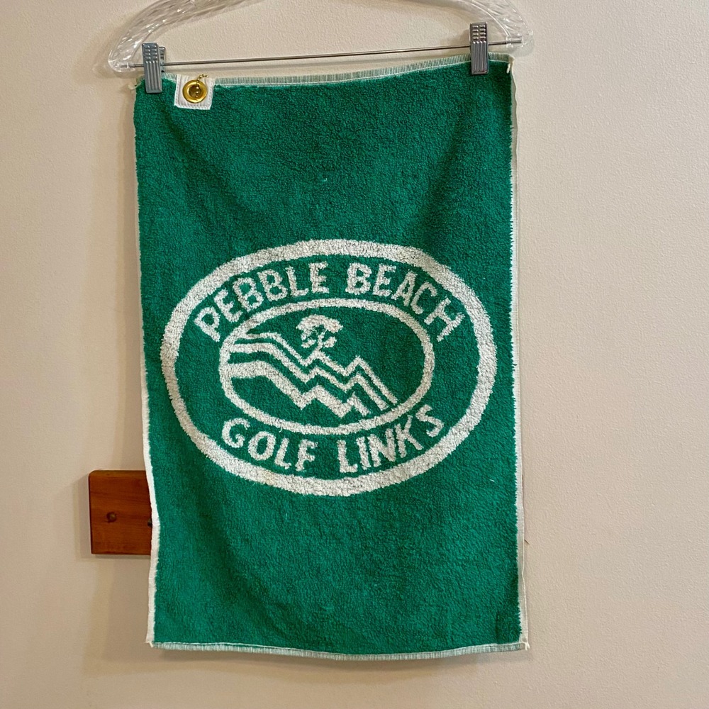 Vintage Martex Pebble Beach Golf Links Towel 23x16 Green Terry Cloth Caddy Bag